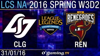 Counter Logic Gaming vs Renegades - LCS NA Spring Split 2016 - W3D2